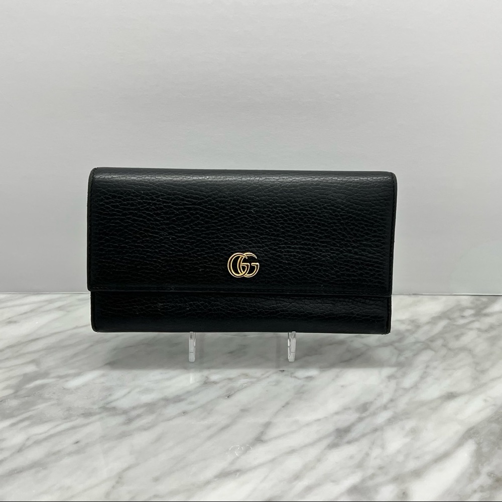 Gucci Long Wallet GG Marmont Black Leather